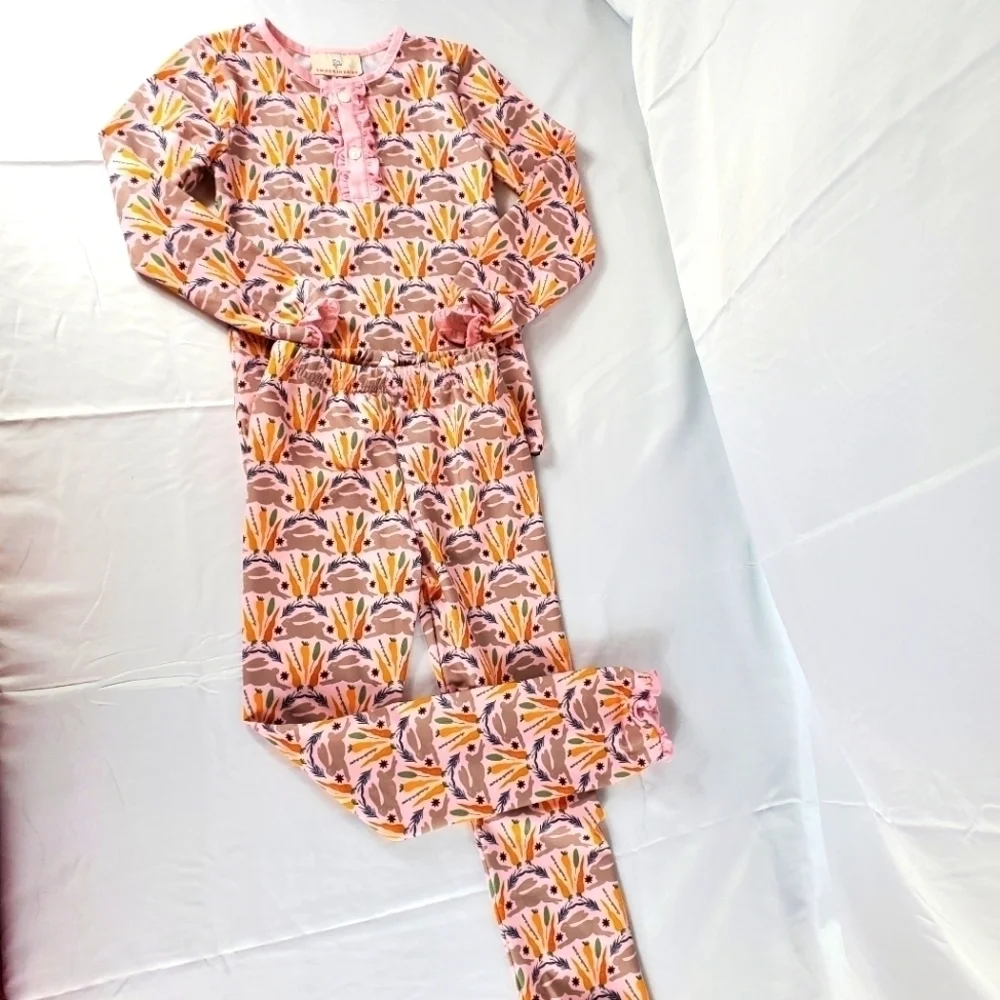 Smockingbird Spring Bunnies Pink Pima Cotton Pajama size 5